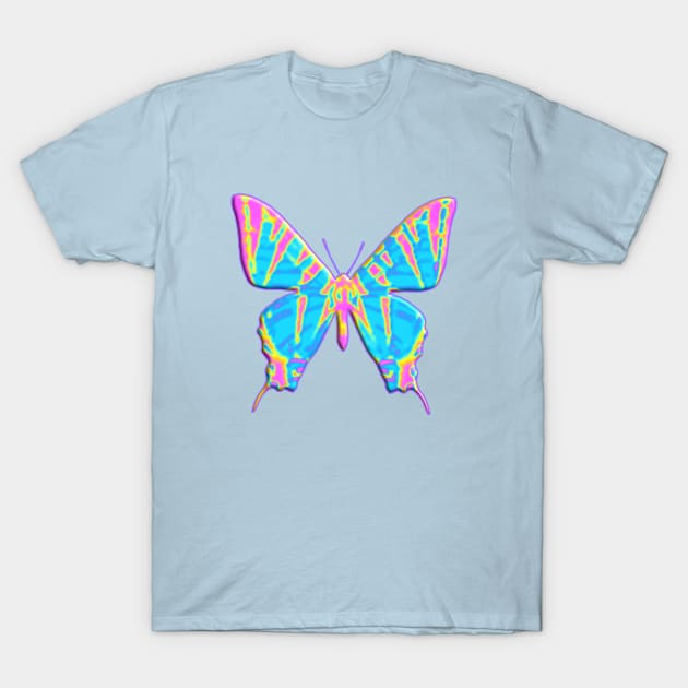 Aqua and Pink Tiger Swallowtail Butterfly T-Shirt by dinaaaaaah